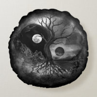 Yin Yang Tree Landschaft Schwarz-Weiß
