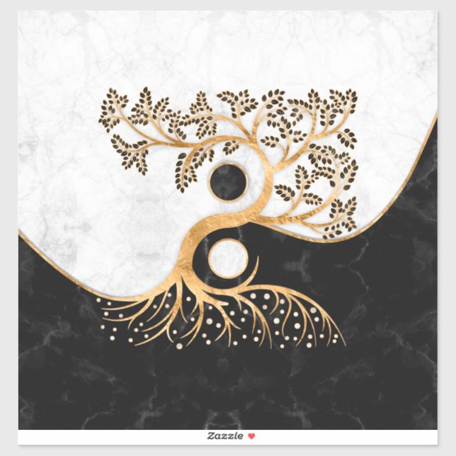 Yin Yang Tree - Marbles and Gold Aufkleber (Blatt)