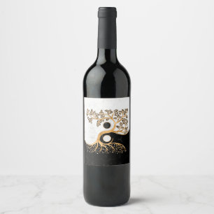 Yin Yang Tree - Marmor und Gold Weinetikett