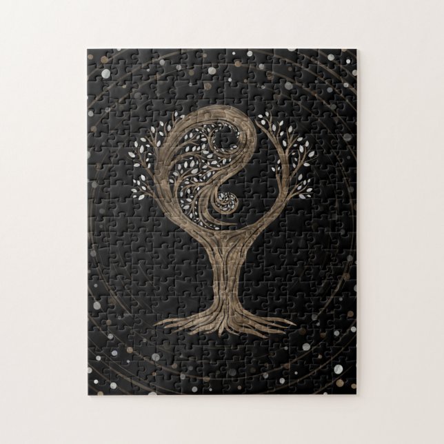 Yin Yang Tree - Mutter von Perl und Gold Puzzle (Vertikal)
