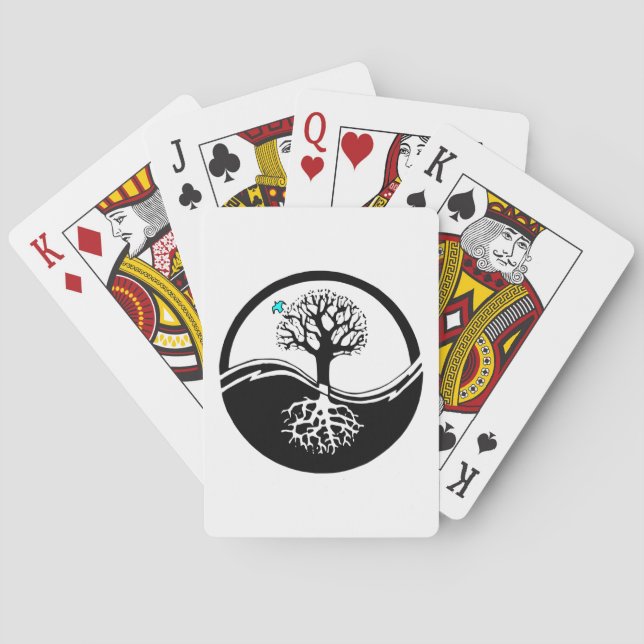 Yin Yang Tree of Life Black & White Spielkarten (Rückseite)