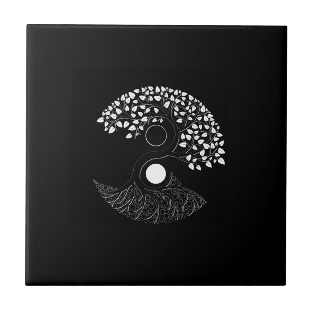 Yin Yang Tree of Life Fliese (Vorderseite)