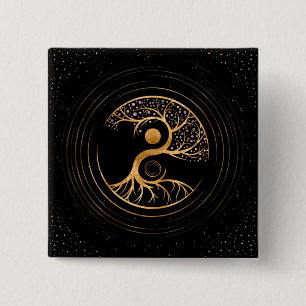 Yin Yang Tree of life - Fluorit und Gold Button