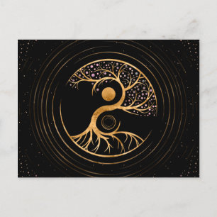 Yin Yang Tree of life - Fluorit und Gold Postkarte