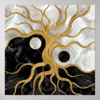 Yin Yang Tree of life - Marmor und Gold