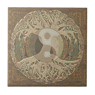 Yin Yang Tree of Life Tan and Brown Fliese