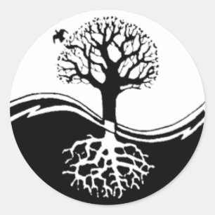 Yin Yang Tree Round Sticker