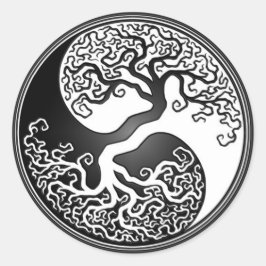 Yin Yang Tree Runder Aufkleber
