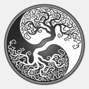 Yin Yang Tree Runder Aufkleber