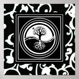 Yin Yang Tree Symbol Schwarz-weiß Harmonie Poster
