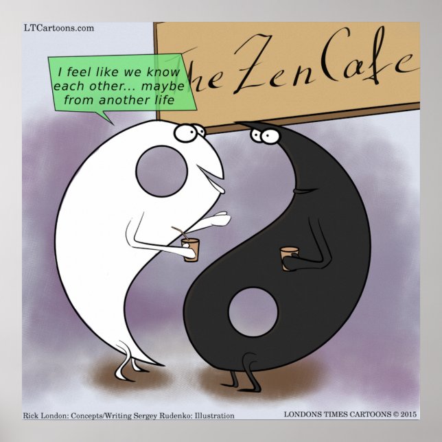 Yin & Yang treffen lustiges Zen Poster (Vorne)