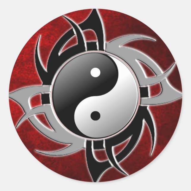YIN YANG TRIBAL 3D RUNDER AUFKLEBER (Vorderseite)