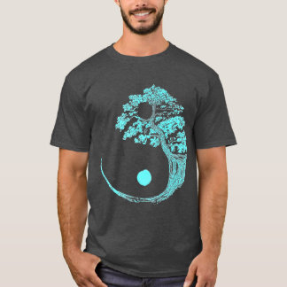 Yin Yang Turquoise Blue Bonsai Tree Japanese Zen T-Shirt