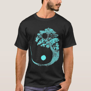 Yin Yang Turquoise Blue Bonsai Tree Japanese Zen T-Shirt