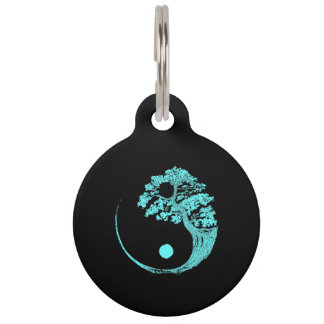Yin Yang Turquoise Blue Bonsai Tree Japanisch Haustiermarke