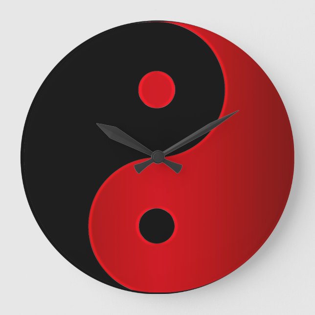 Yin Yang Uhr im Rot und im Schwarzen (Vorderseite)