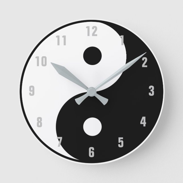 YIN-YANG-Uhr Runde Wanduhr (Vorderseite)