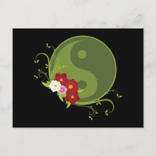 Yin Yang und Blume Postkarte