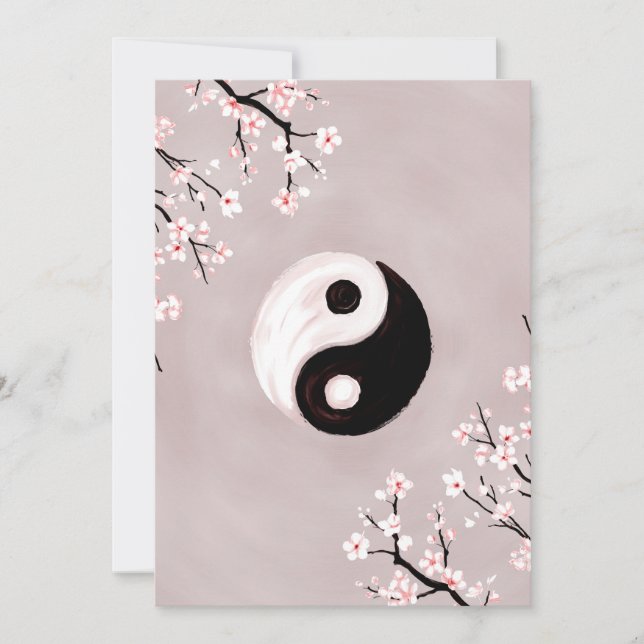 Yin Yang und Sakura Blossom Feiertagskarte (Vorderseite)