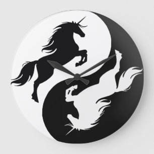 Yin Yang Unicorn Clock Große Wanduhr