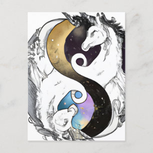 Yin Yang Unicorns Postkarte
