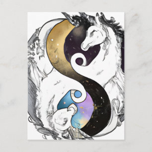 Yin Yang Unicorns Postkarte