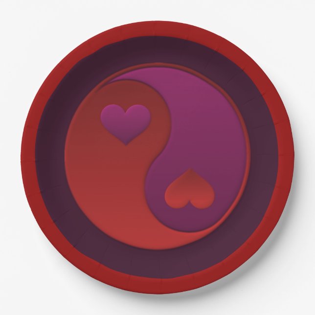 Yin Yang Valentines Pappteller (Vorderseite)