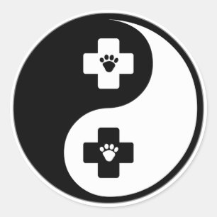 Yin Yang Veterinärmedizin Runder Aufkleber