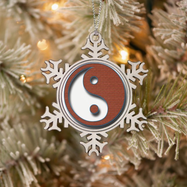 Yin Yang von Shirley Taylor Schneeflocken Zinn-Ornament (Baum)