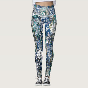 Yin Yang weiße Drache-Blume Leggings