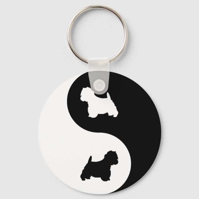 Yin Yang Westie Schlüsselanhänger (Vorderseite)