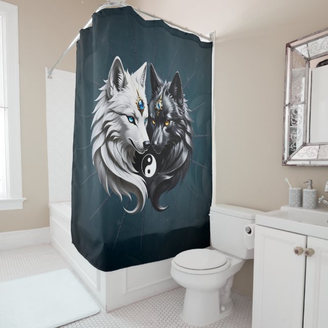 Yin Yang Wolves. Duschvorhang (Beispiel)