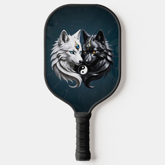 Yin Yang Wolves. Pickleball Schläger (Vorderseite)
