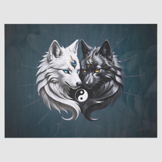 Yin Yang Wolves Seidenpapier (Vorderseite)