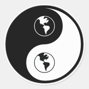 Yin Yang World Domination Runder Aufkleber