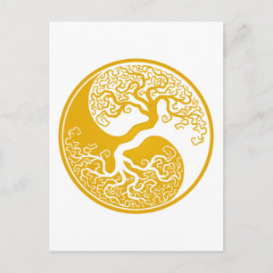 Yin Yang-Yang-Yellow-Tree Postkarte