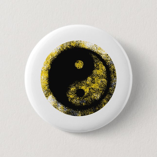 Yin Yang Yellow Black The MUSEUM Zazzle Geschenke Button (Vorderseite)
