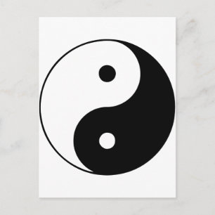 Yin Yang Ying Taoism Sign Chinese Taijitu Black Postkarte