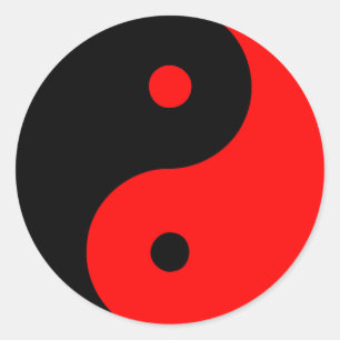 Yin Yang Ying Taoismus Sign Chinese Taijitu Red Runder Aufkleber