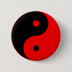 Yin Yang Ying Taoismus-Zeichen-Chinese Taijitu Rot Button