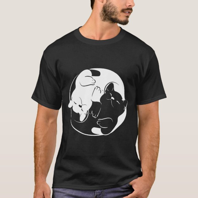 Yin Yang Yoga Zen Cats Yoga Ca T-Shirt (Vorderseite)
