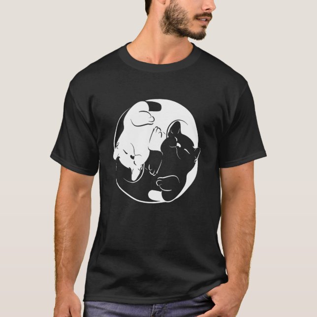 Yin Yang Yoga Zen Cats - Yoga Cat T-Shirt (Vorderseite)