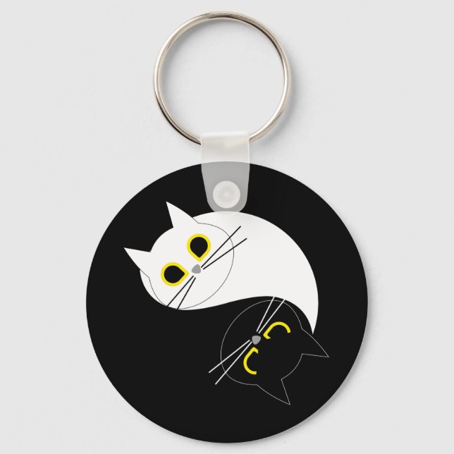 YIN YANG Zen Cat Key Ring Schlüsselanhänger (Vorderseite)