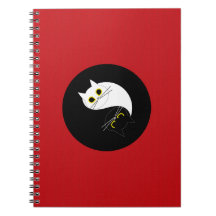 Yin Yang Zen Cat Spiral Notebook