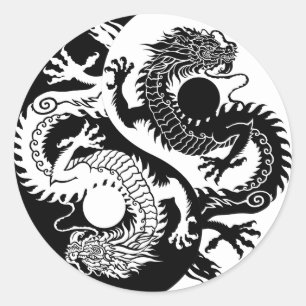 YIN YANG ZWEI DRAGONs Klassischer Rundaufkleber Runder Aufkleber