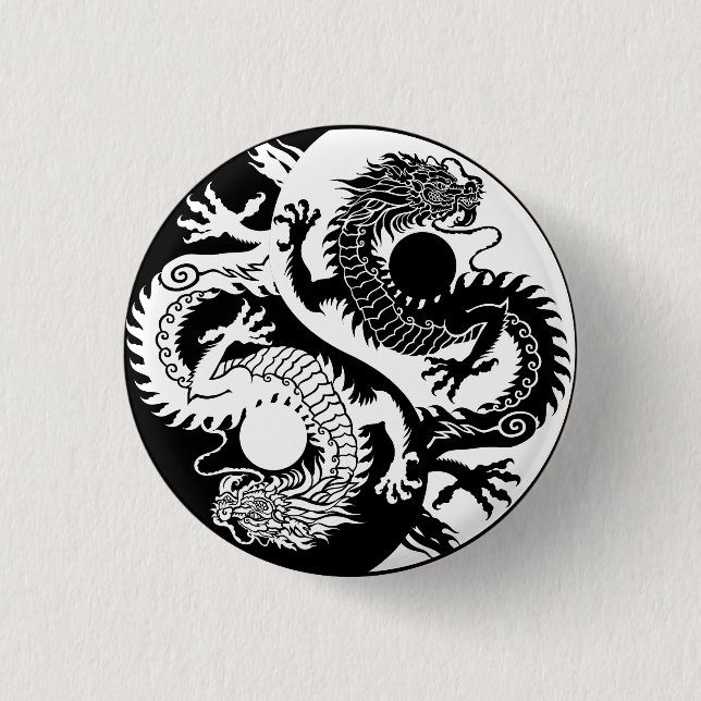 YIN YANG ZWEI DRAGONS SCHLÜSSELANHÄNGER-SCHALTFLÄC BUTTON (Vorderseite)