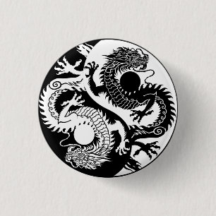 YIN YANG ZWEI DRAGONS SCHLÜSSELANHÄNGER-SCHALTFLÄC BUTTON