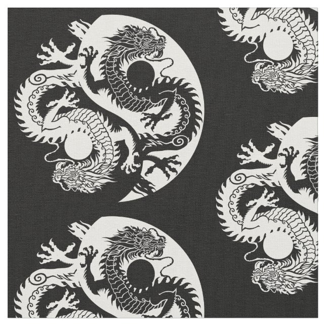 YIN YANG ZWEI DRAGONS STOFF (Nahaufnahme)