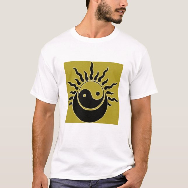 ying yan mit Mond und Sonne vergoldet T-Shirt (Vorderseite)