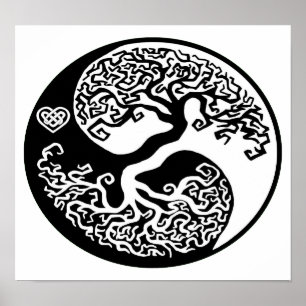 Ying-Yang Baumkreis Poster
